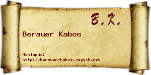 Berauer Kabos névjegykártya